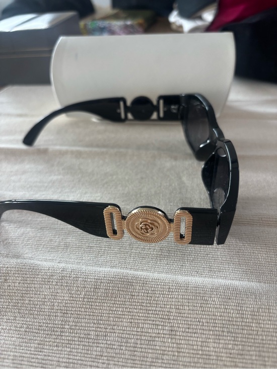 Amazon Accessories - Amazon Black Women's Sunglasses with Gold Medallion Accent